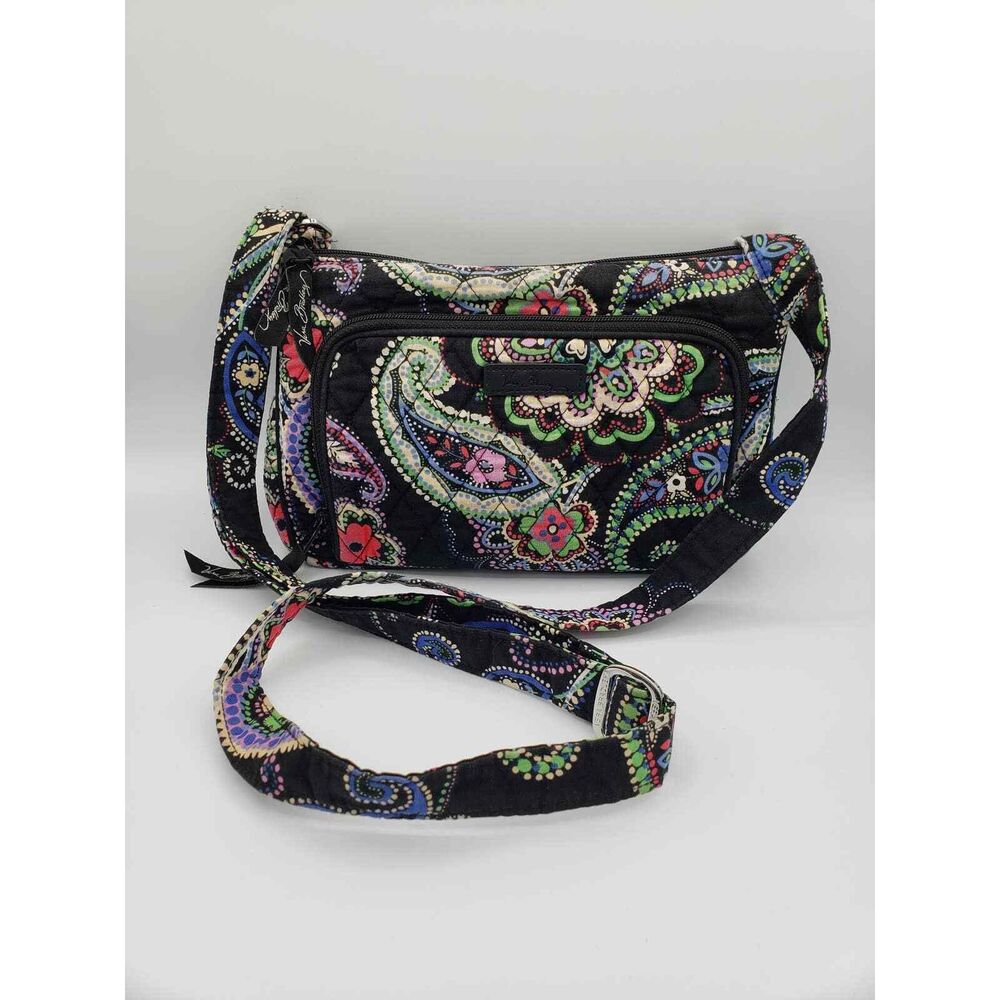 Womens Purses Vera Bradley Small Shoulder Bag Black Paisley